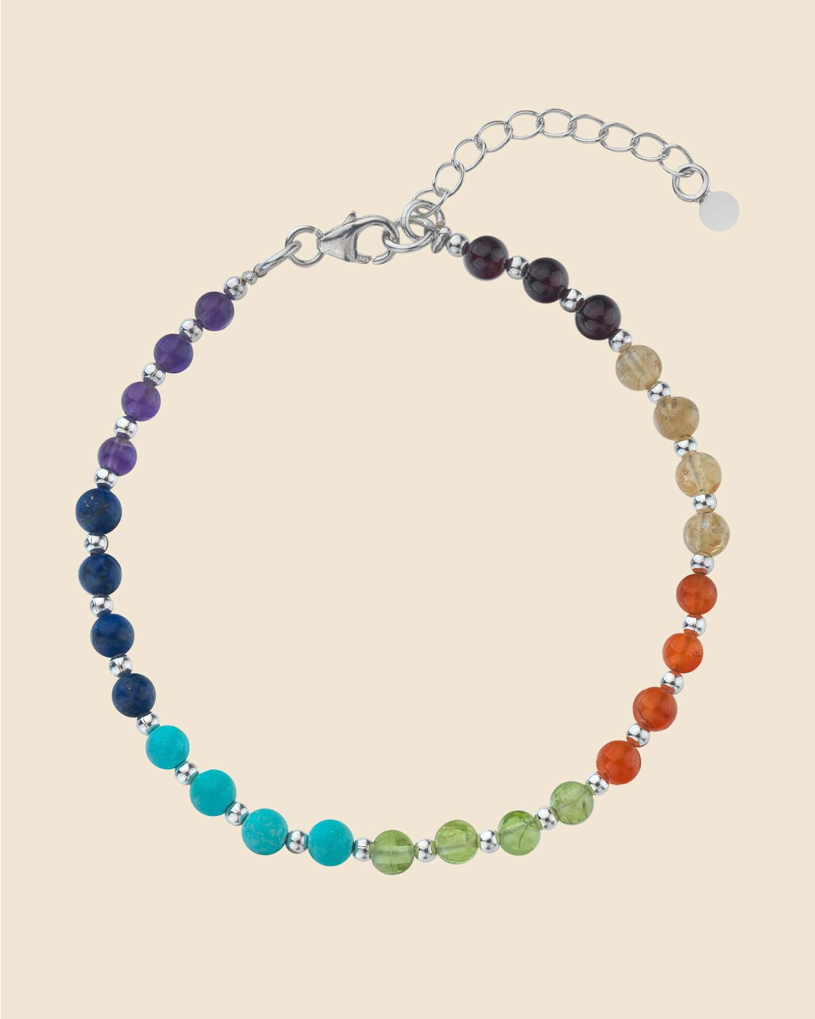 Sterling Silver Multi-Gemstone Bead Bracelet
