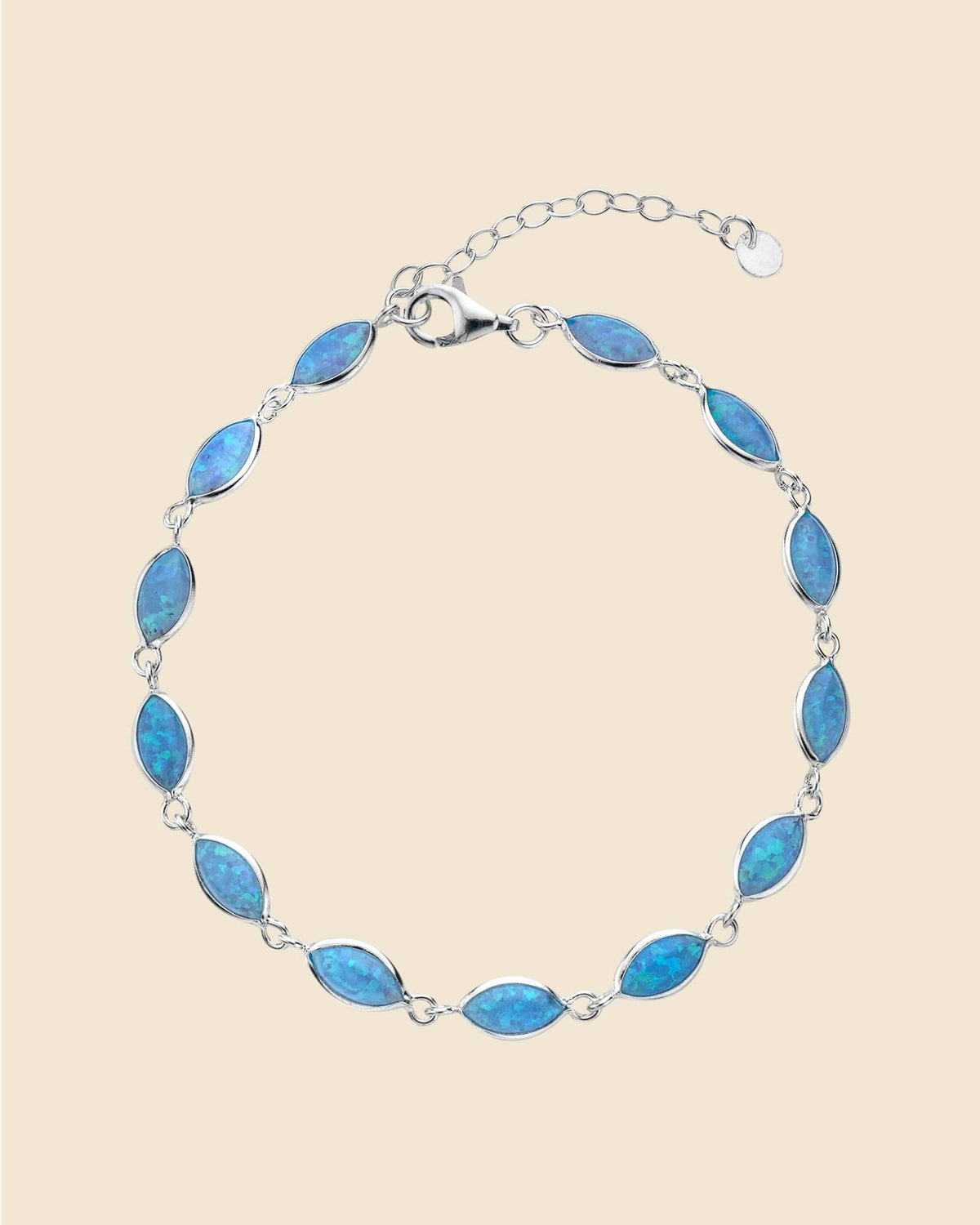 Sterling Silver and Blue Opalique Marquise Bracelet