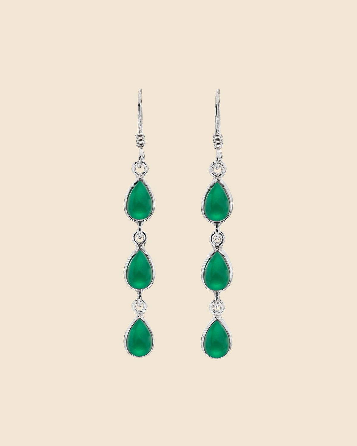 Sterling Silver and Gemstone Triple Drop Earrings