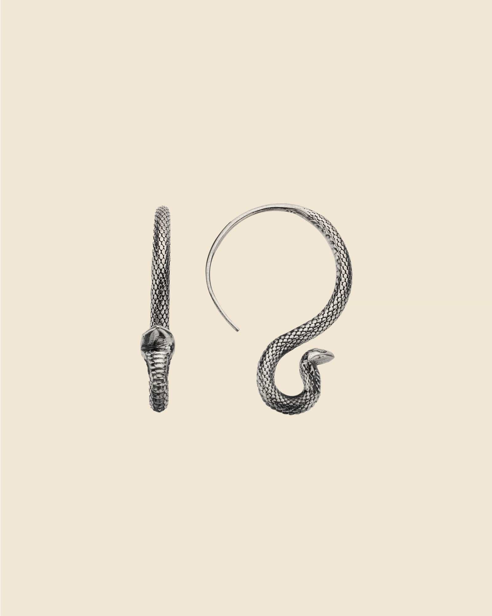 Sterling Silver Cobra Hoops