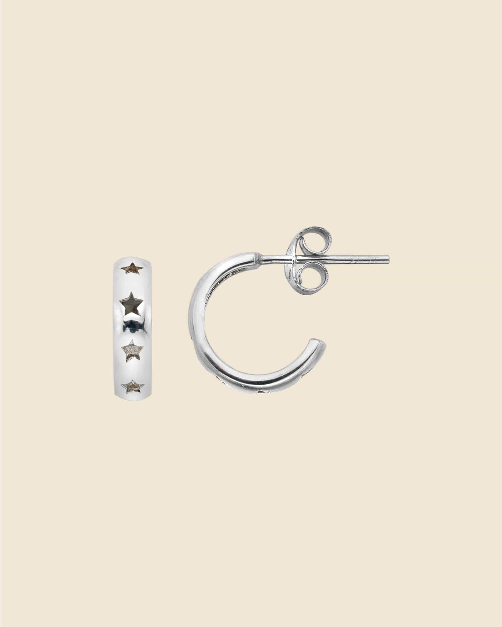 Sterling Silver Cut-Out Star Hoops
