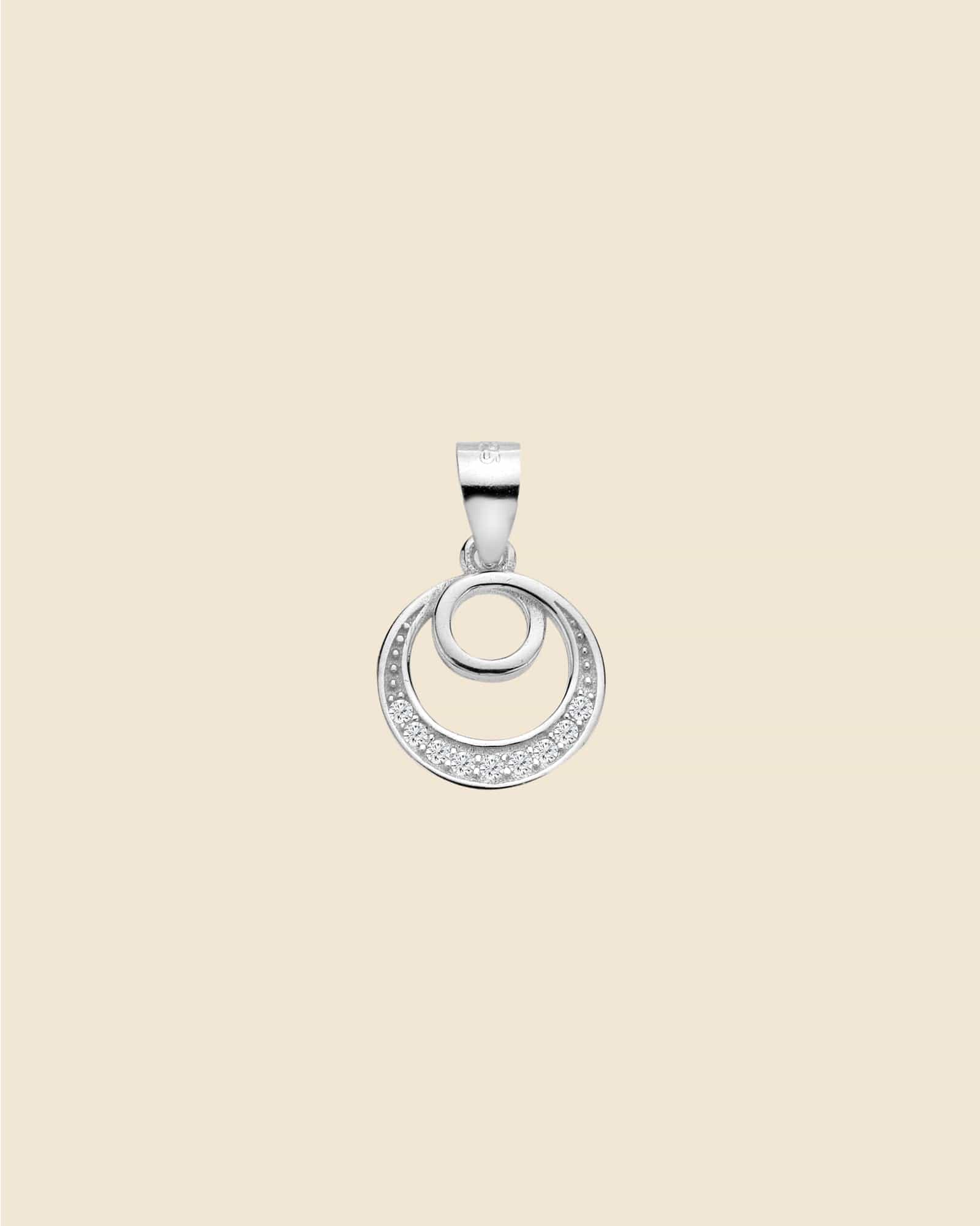Sterling Silver and Cubic Zirconia Elegant Swirl Pendant