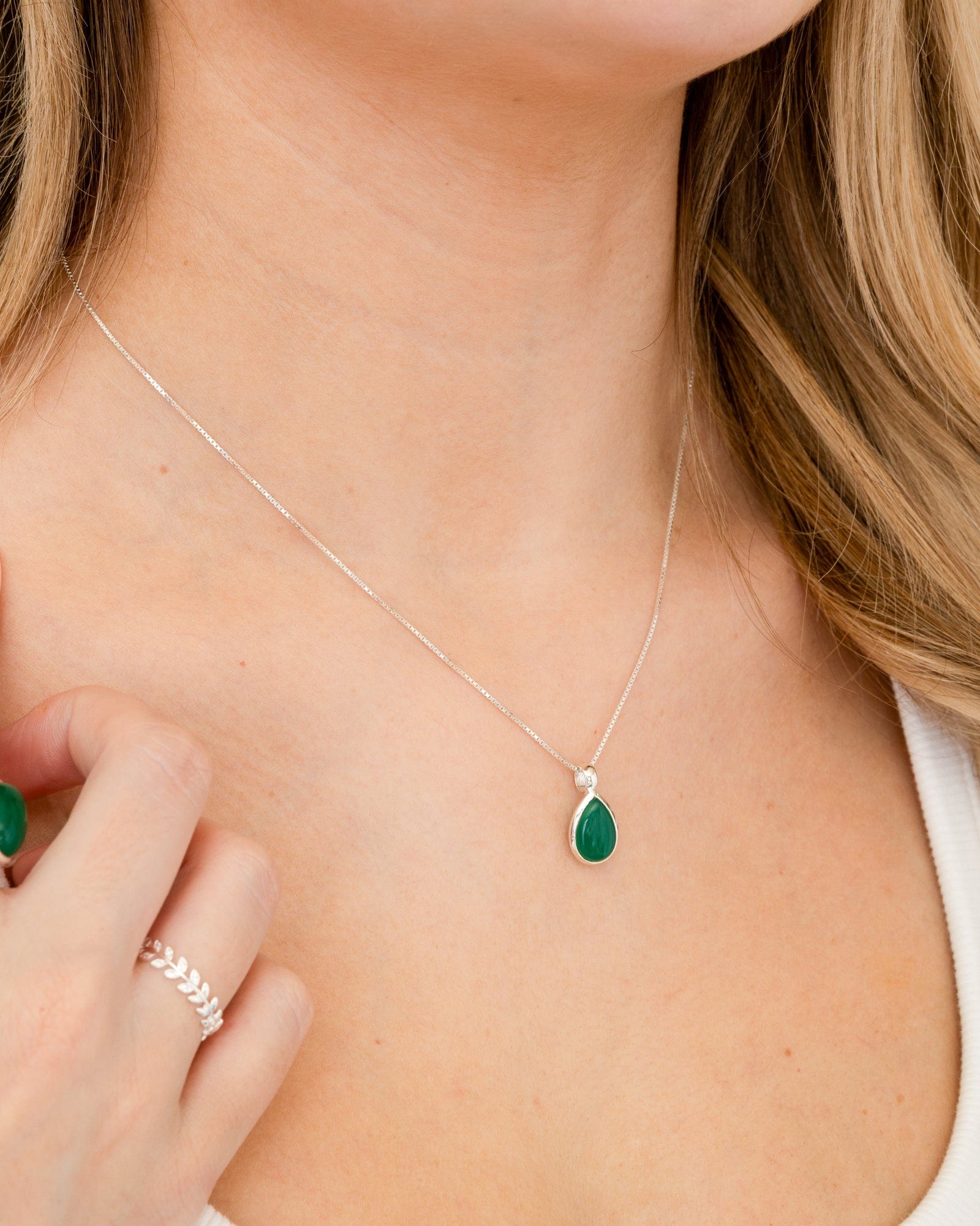 Sterling Silver and Gemstone Small Teardrop Pendant