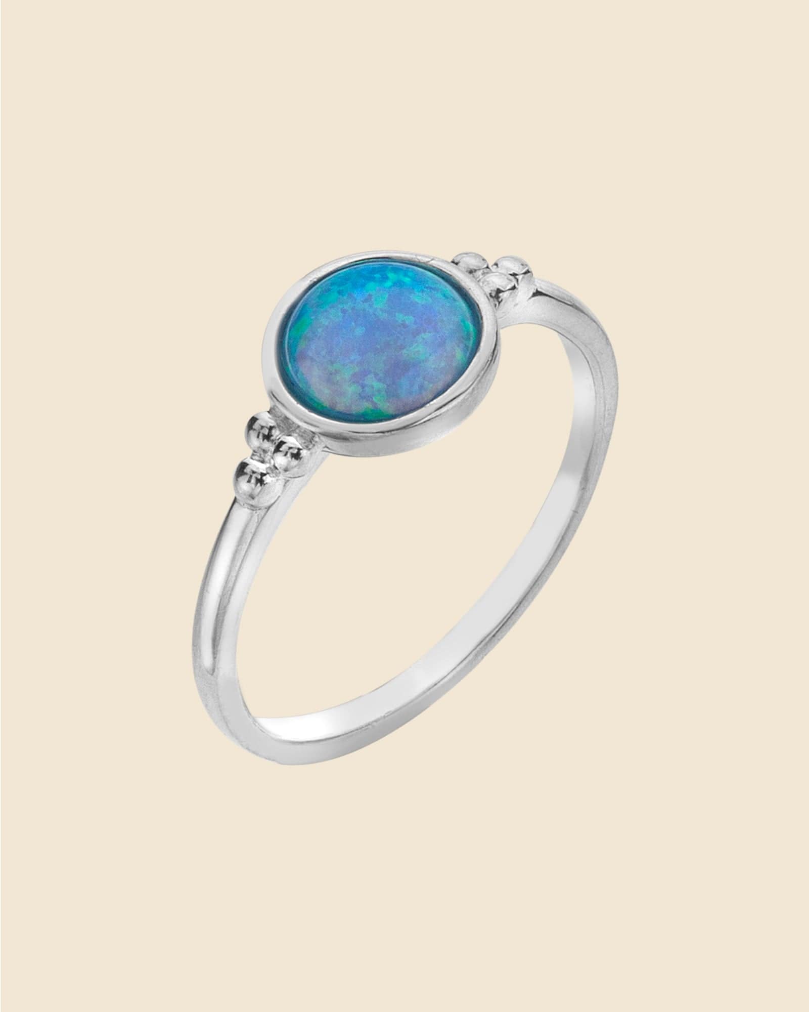 Sterling Silver and Opal Bali Ring