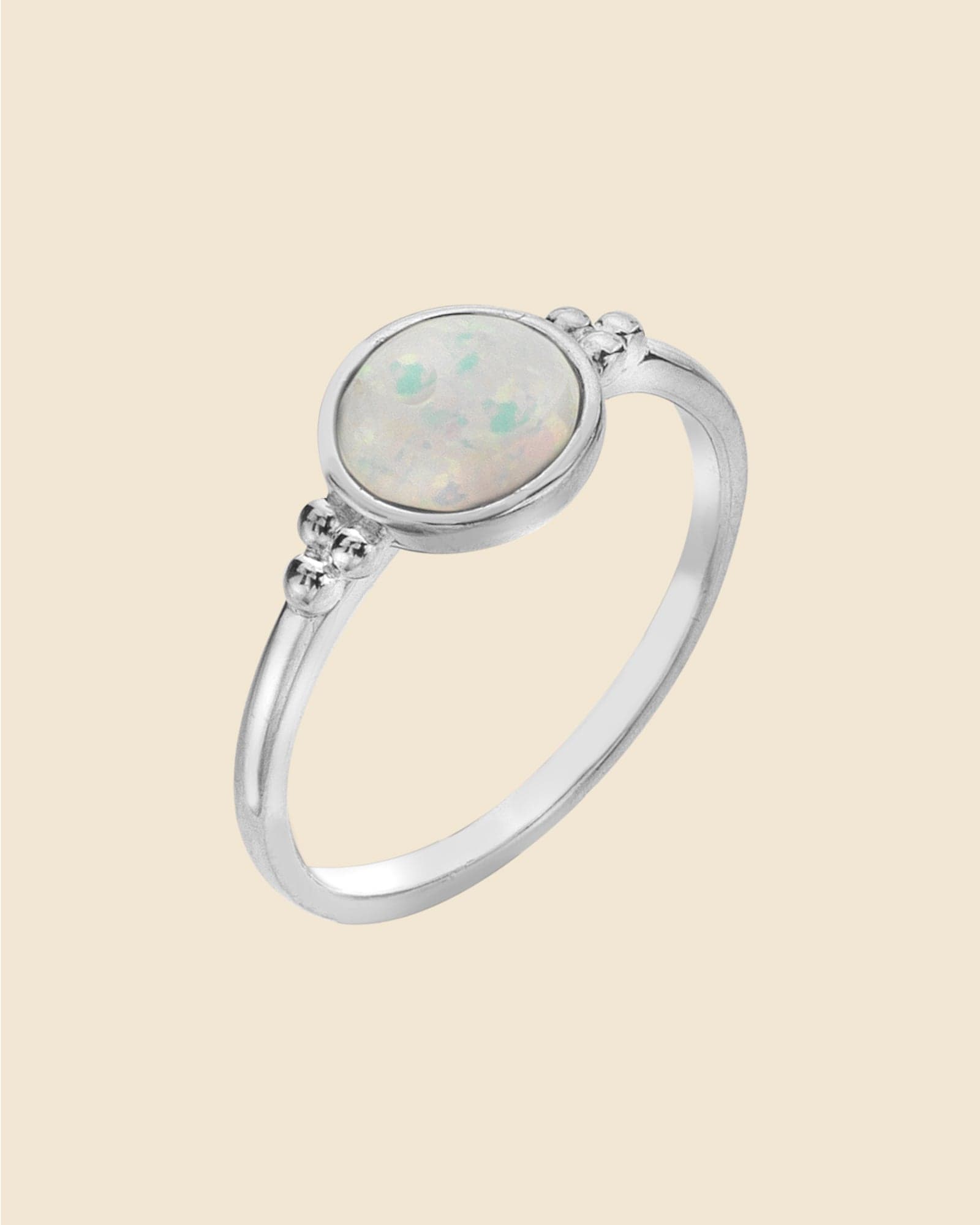 Sterling Silver and Opal Bali Ring