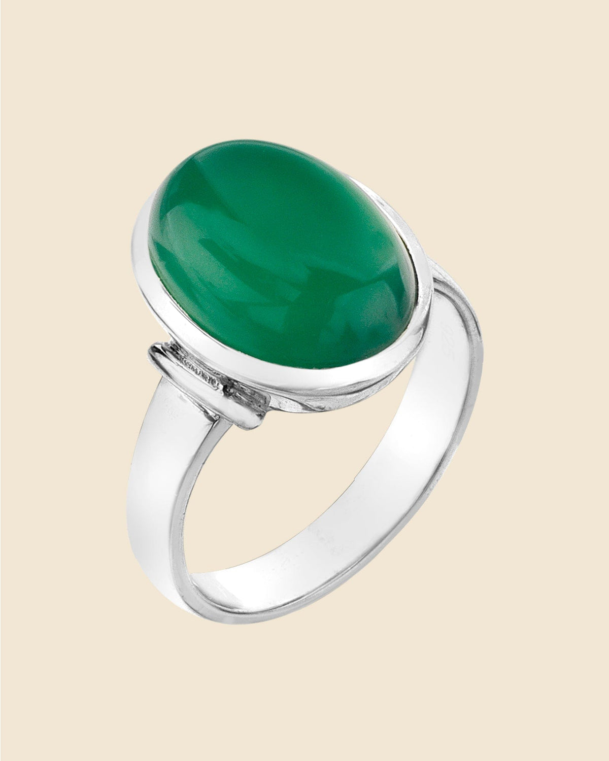 Sterling Silver and Oval Gemstone Ring