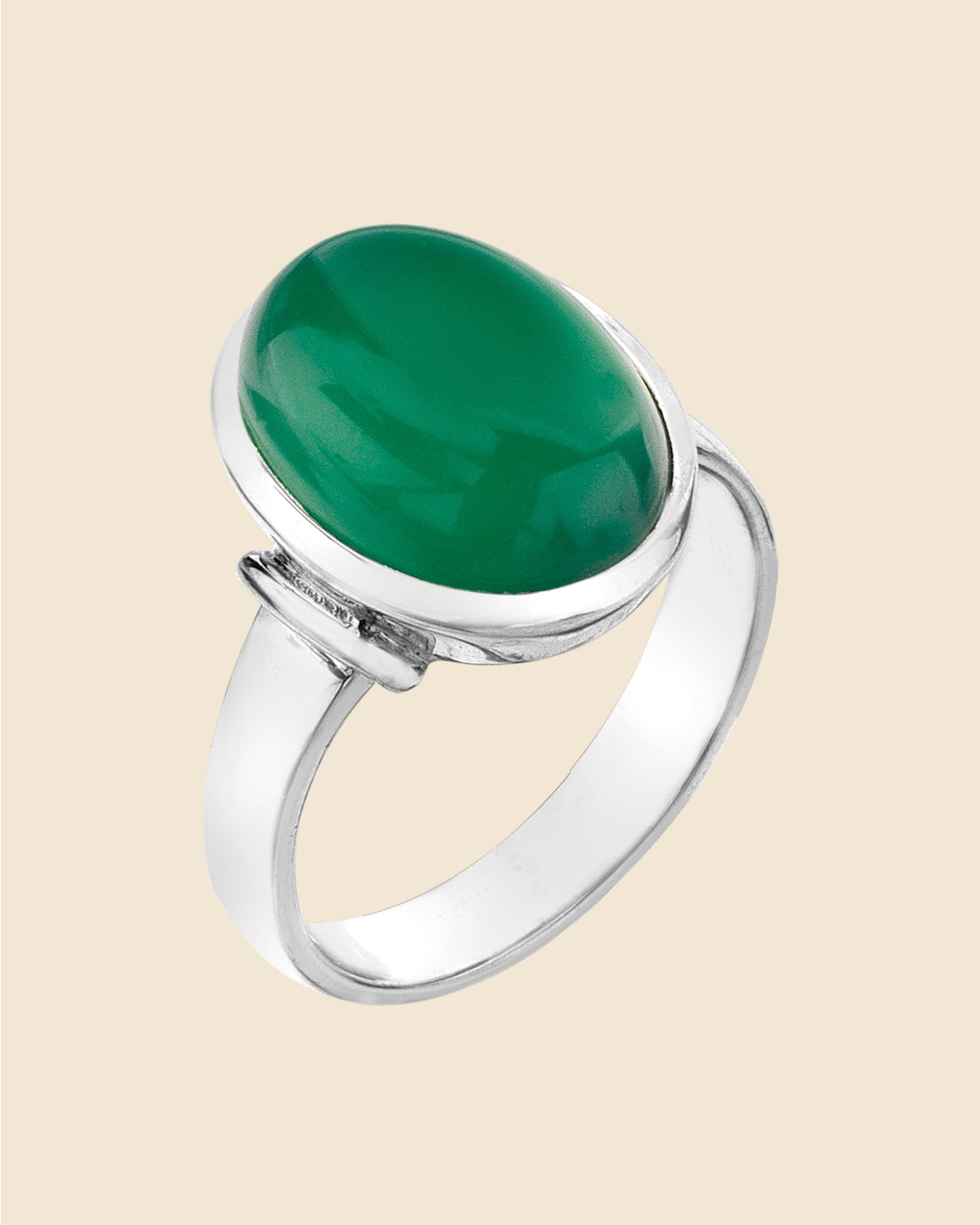 Sterling Silver and Oval Gemstone Ring