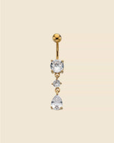 PVD Gold Crystal Three Gem Navel Bar