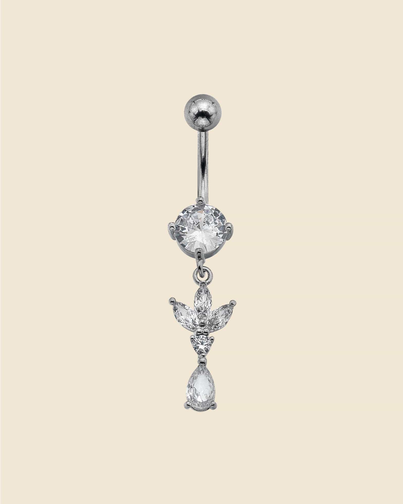Surgical Steel Crystal Mandala Petal Navel Bar