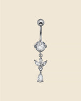 Surgical Steel Crystal Mandala Petal Navel Bar