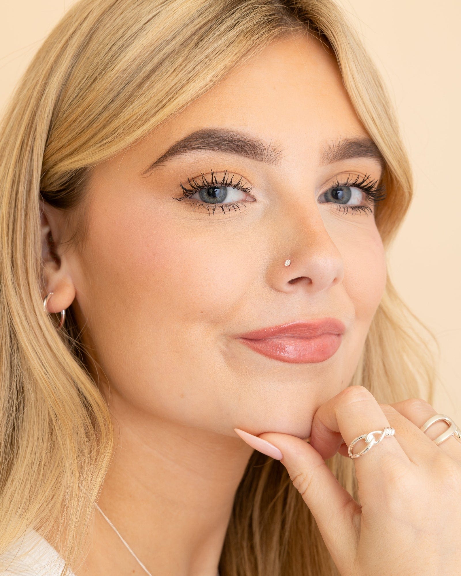 Sterling Silver Claw Set Cubic Zirconia Nose Stud