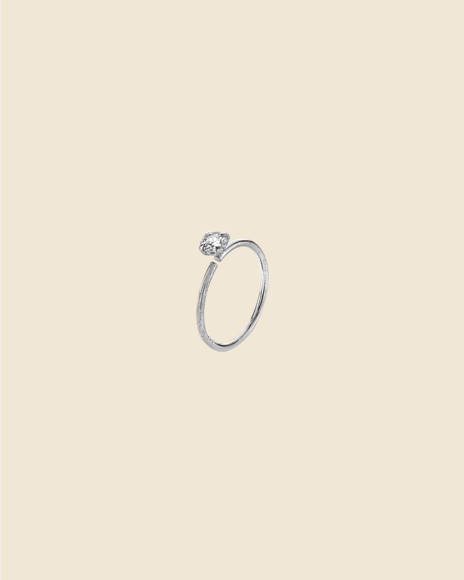 Sterling Silver Clawset Gem Nose Ring