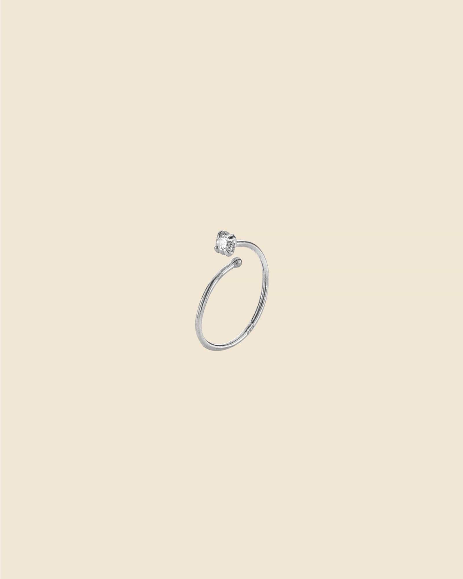 Sterling Silver Looped Clawset Gem Nose Hoop