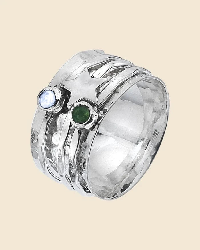 Sterling Silver Star Cluster Spinner Ring