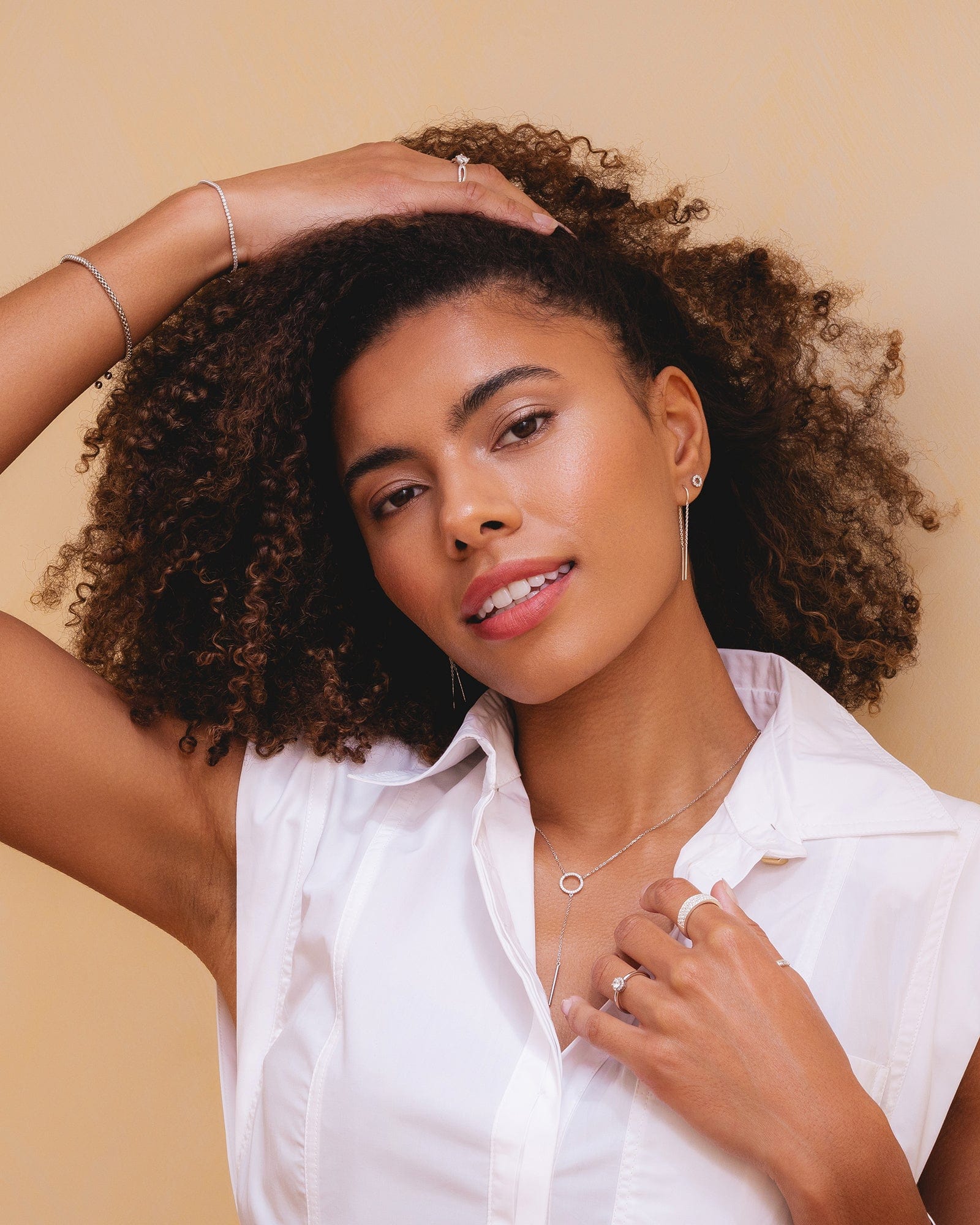 Sterling Silver Simple Chain and Bar Pull-Through Earrings