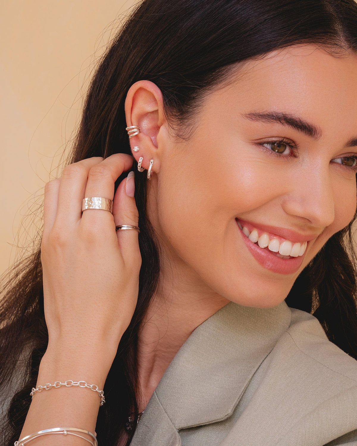 Sterling Silver Three Bar Ear Cuff