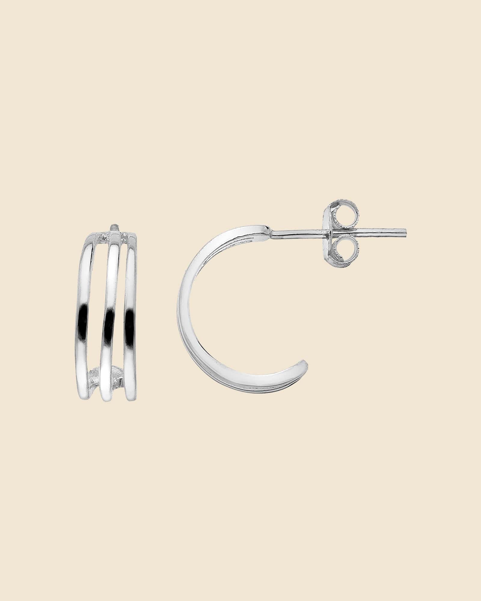 Sterling Silver Triple Split Hoops