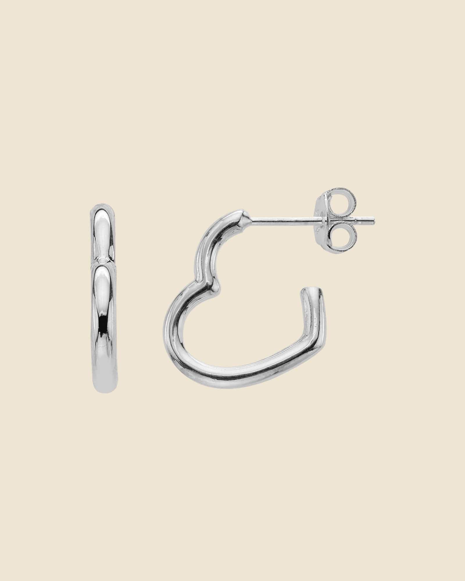 Sterling Silver Open Heart Hoops