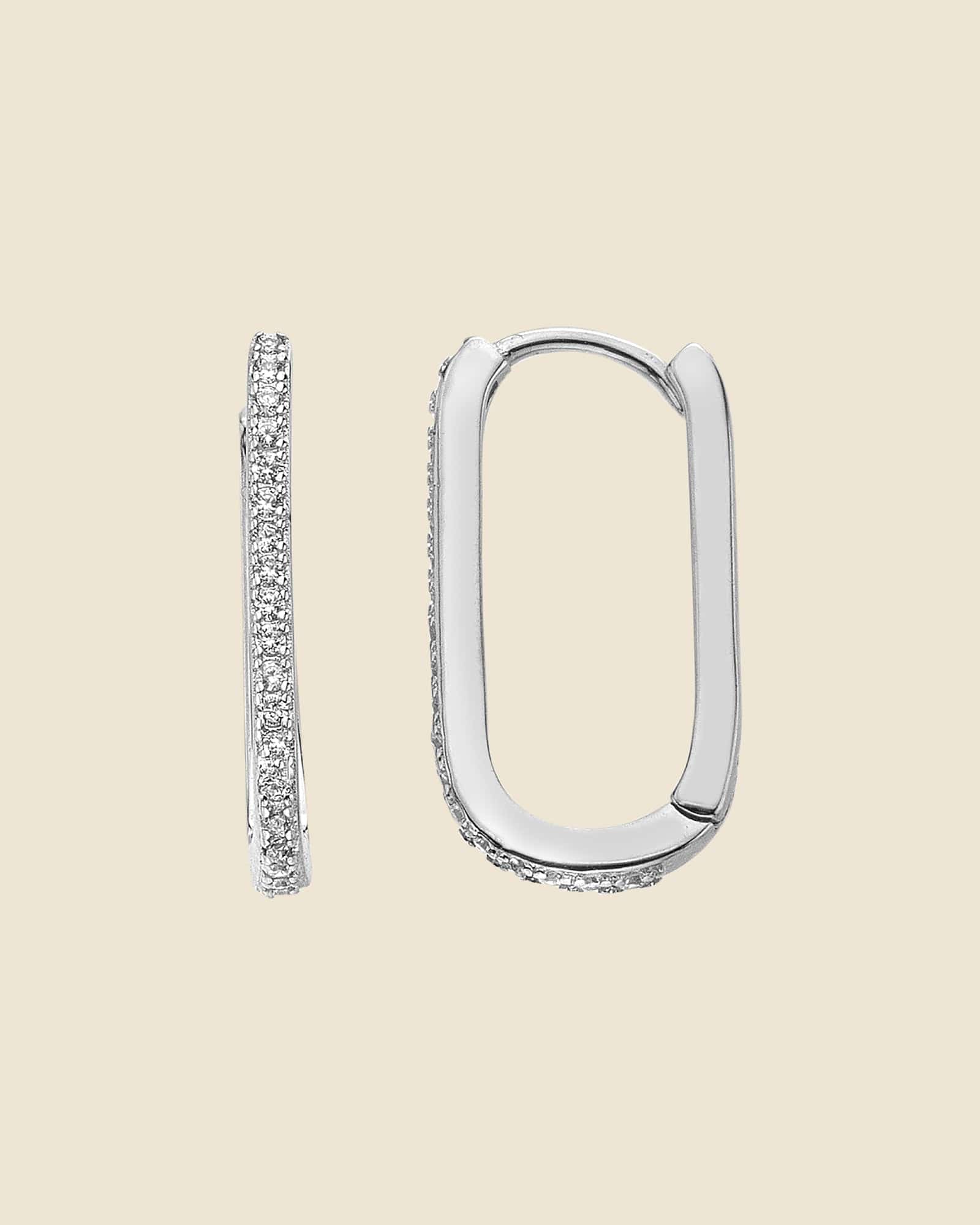 Sterling Silver and Cubic Zirconia Paperlink Hoops