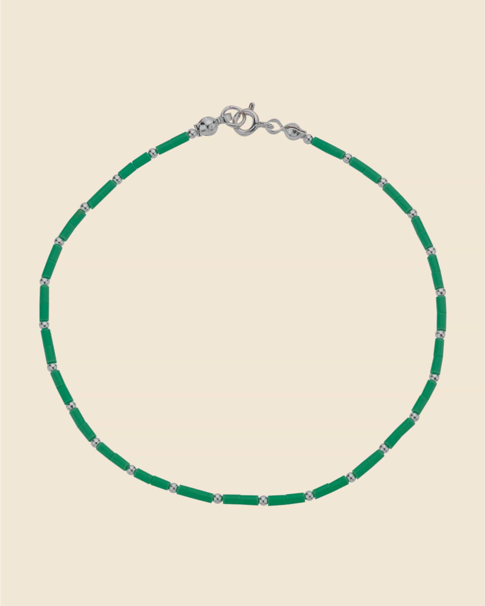 Malachite Tube Bead Anklet