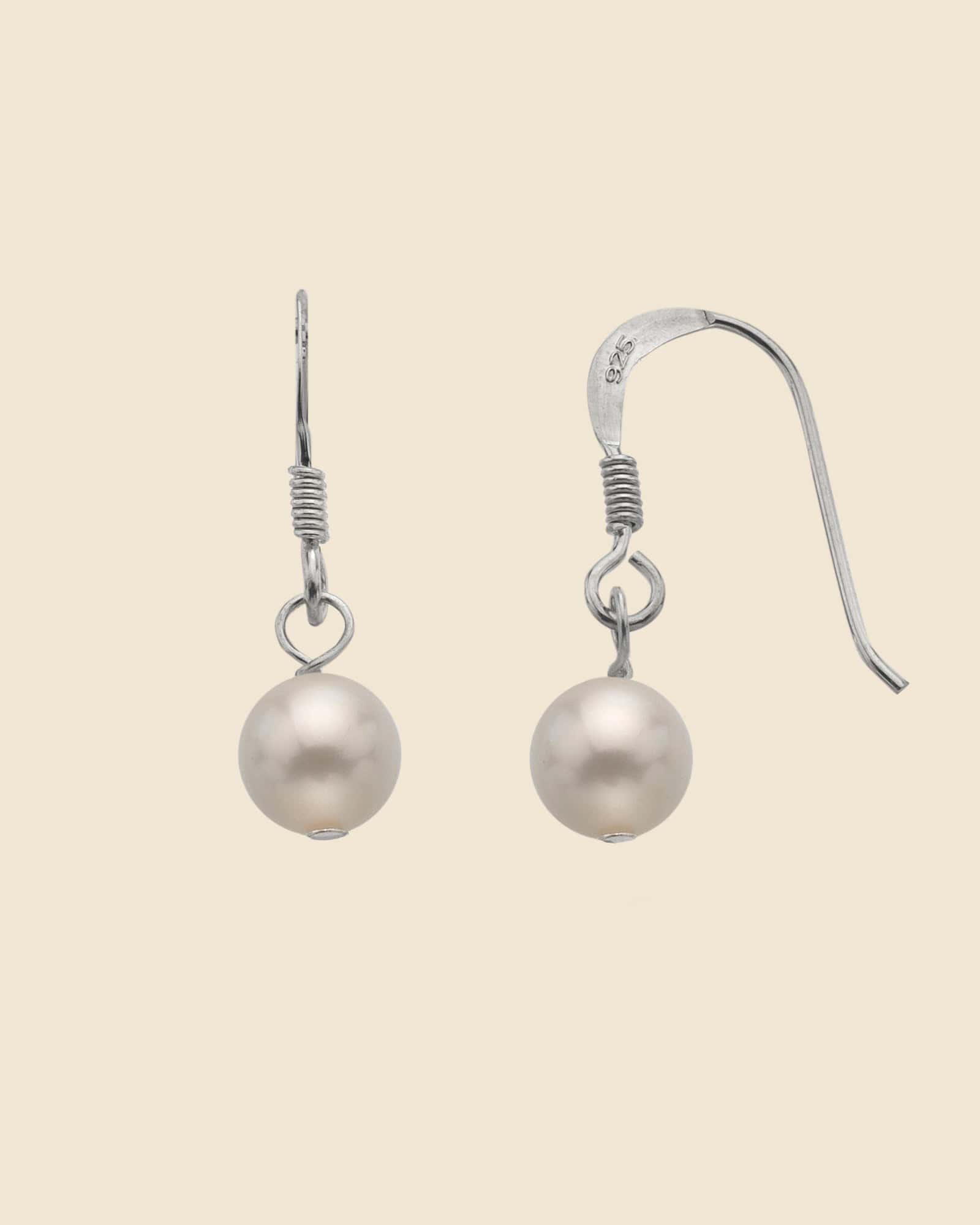 7mm Ivory Freshwater Pearl and Sterling Silver Drops