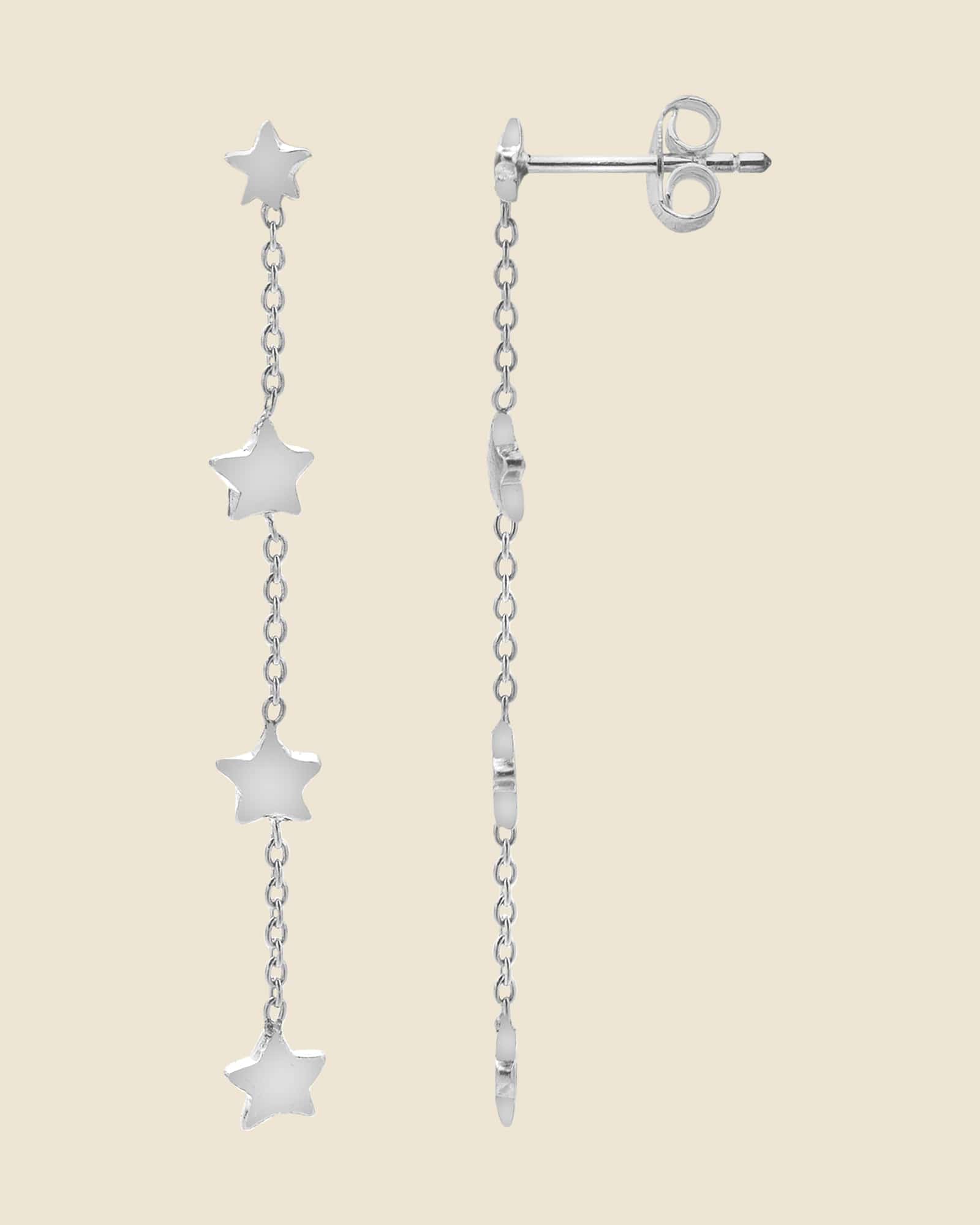 Sterling Silver Star Drop Studs
