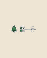 Sterling Silver Emerald Glass Teardrop Studs