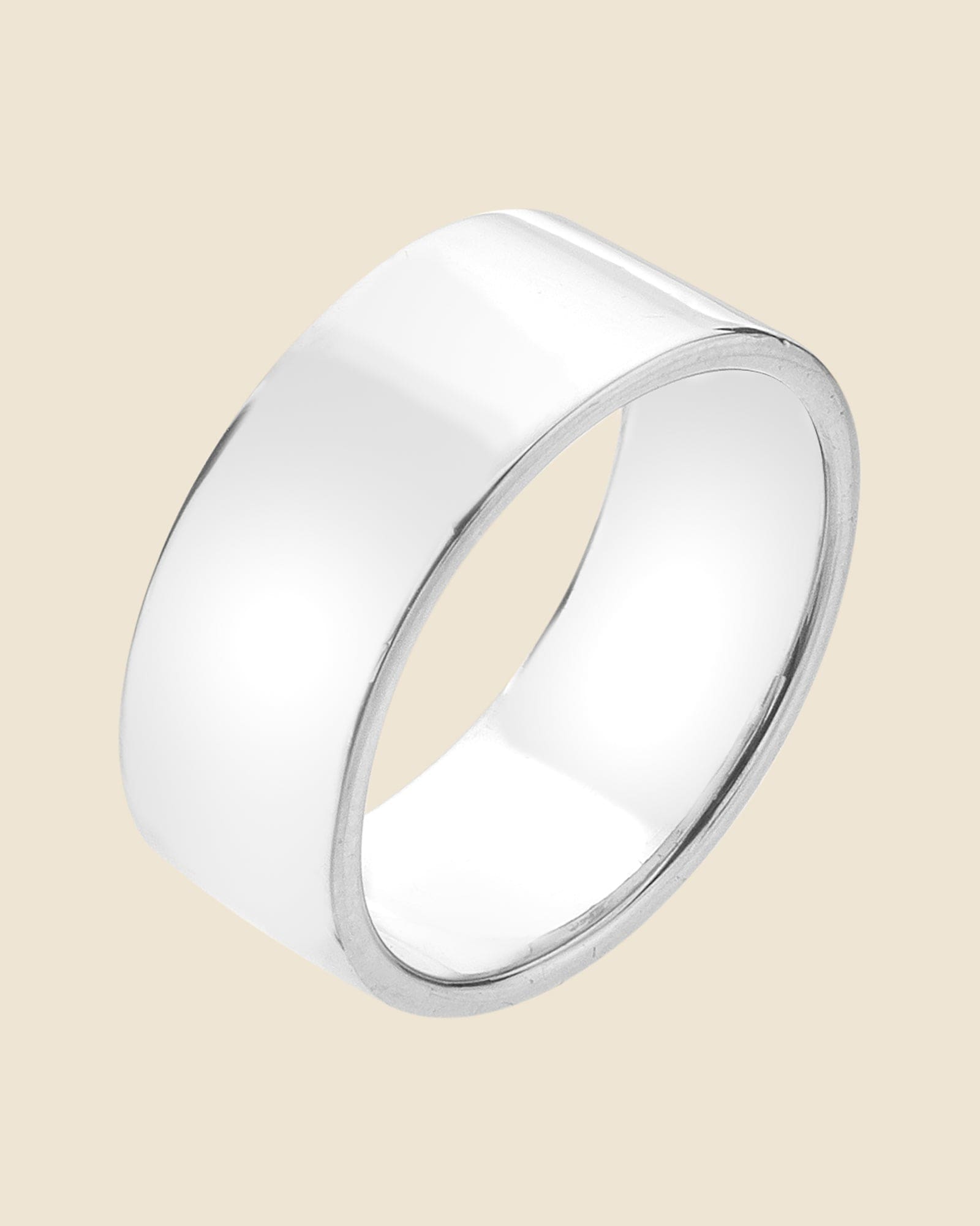 8mm Sterling Silver Plain Flat Wedding Band Ring - Men & Women (Sizes 6 To 14) 8 thumbnail image