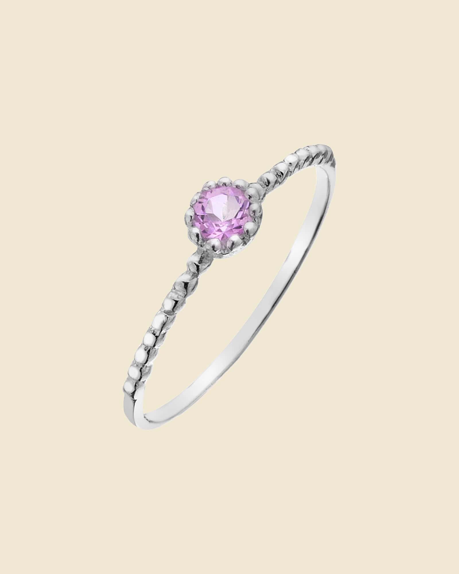 Sterling Silver Pink Mini Solitaire Ring