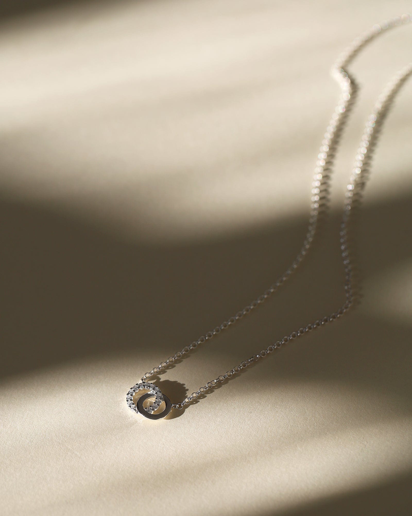 Sterling Silver and Cubic Zirconia Linked Circle Necklace