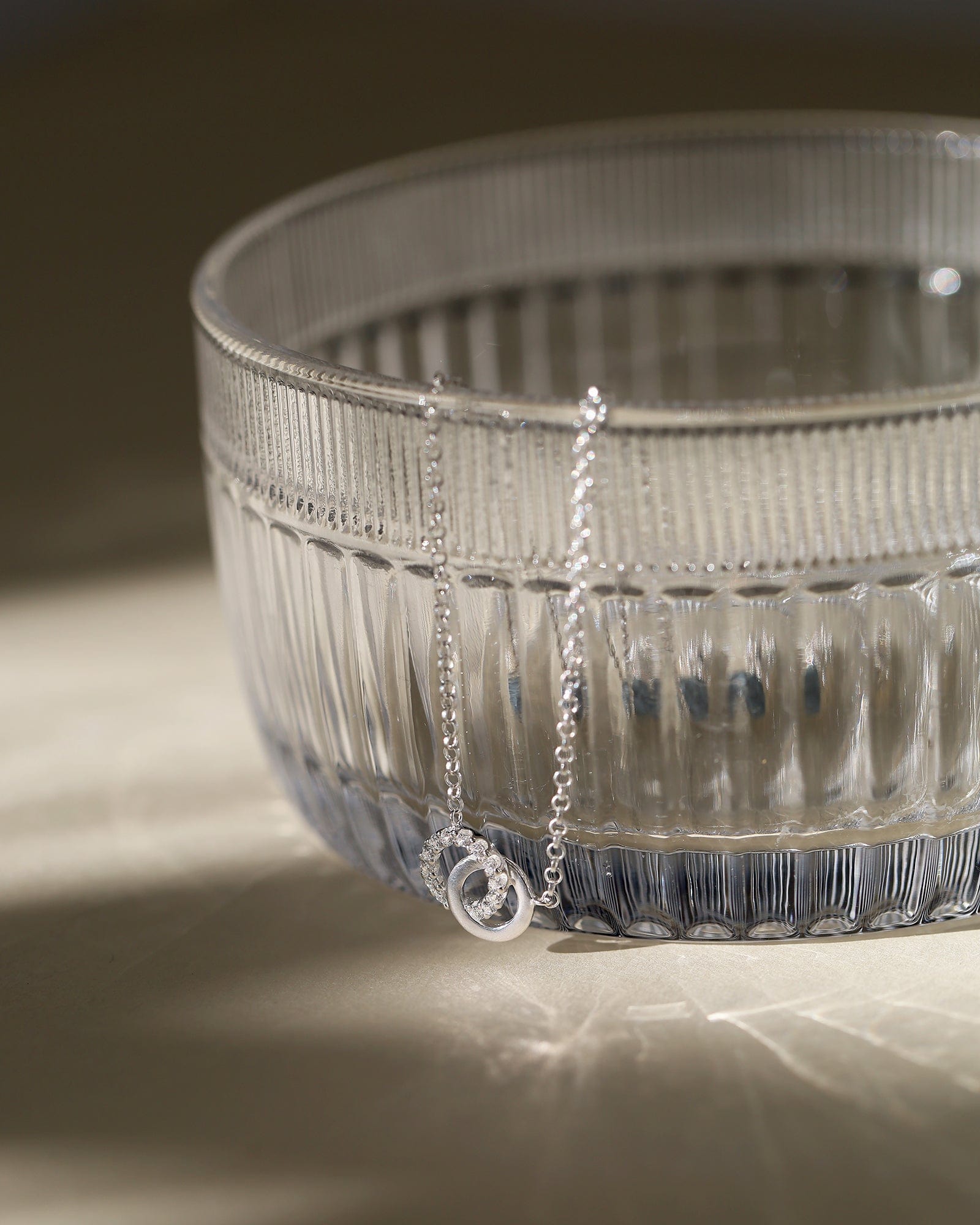 Sterling Silver and Cubic Zirconia Linked Circle Necklace