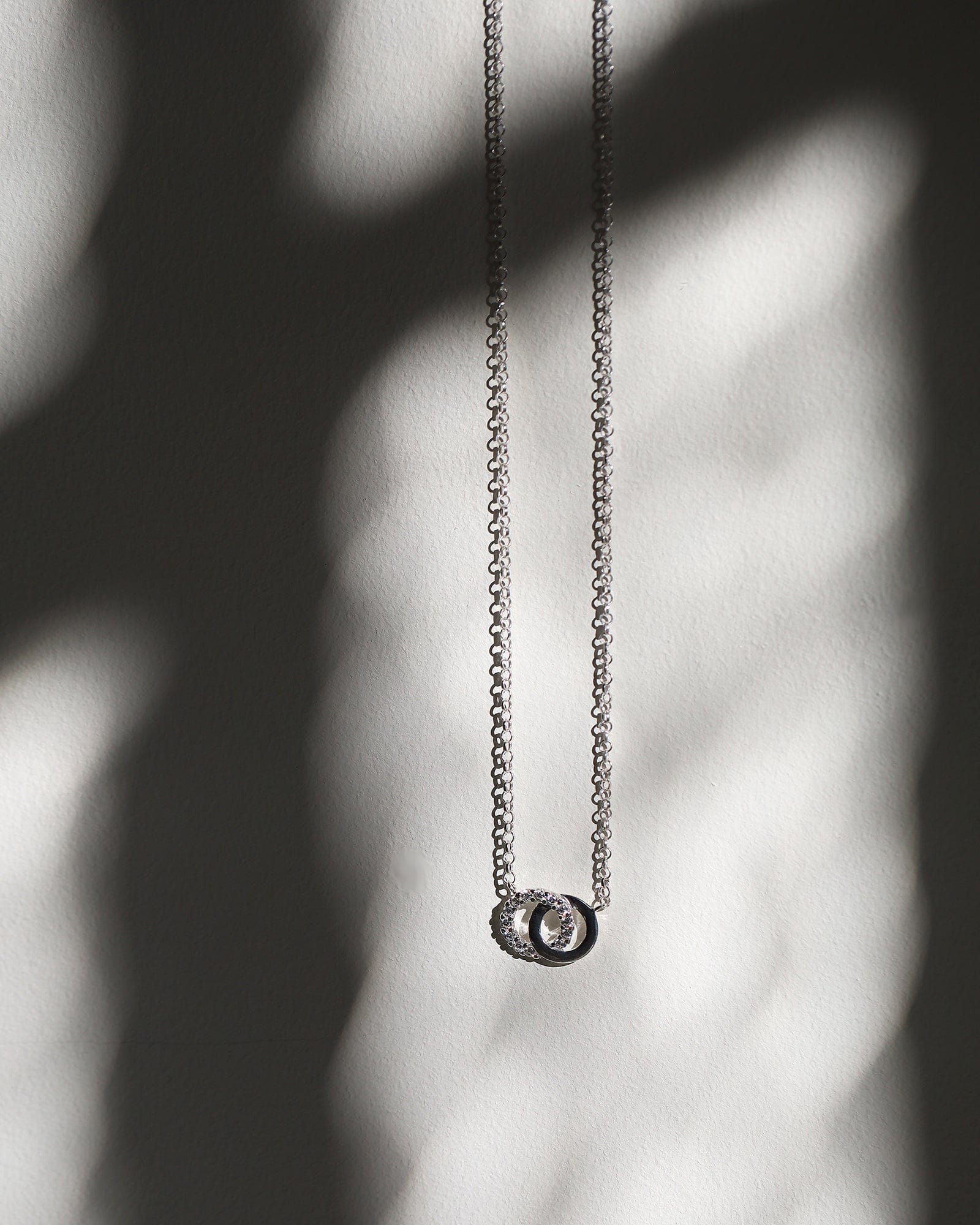 Sterling Silver and Cubic Zirconia Linked Circle Necklace