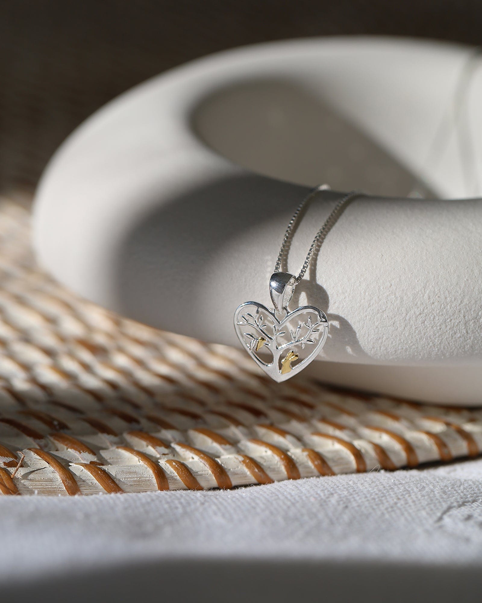 Sterling Silver Tree with Bird and Rabbit Pendant