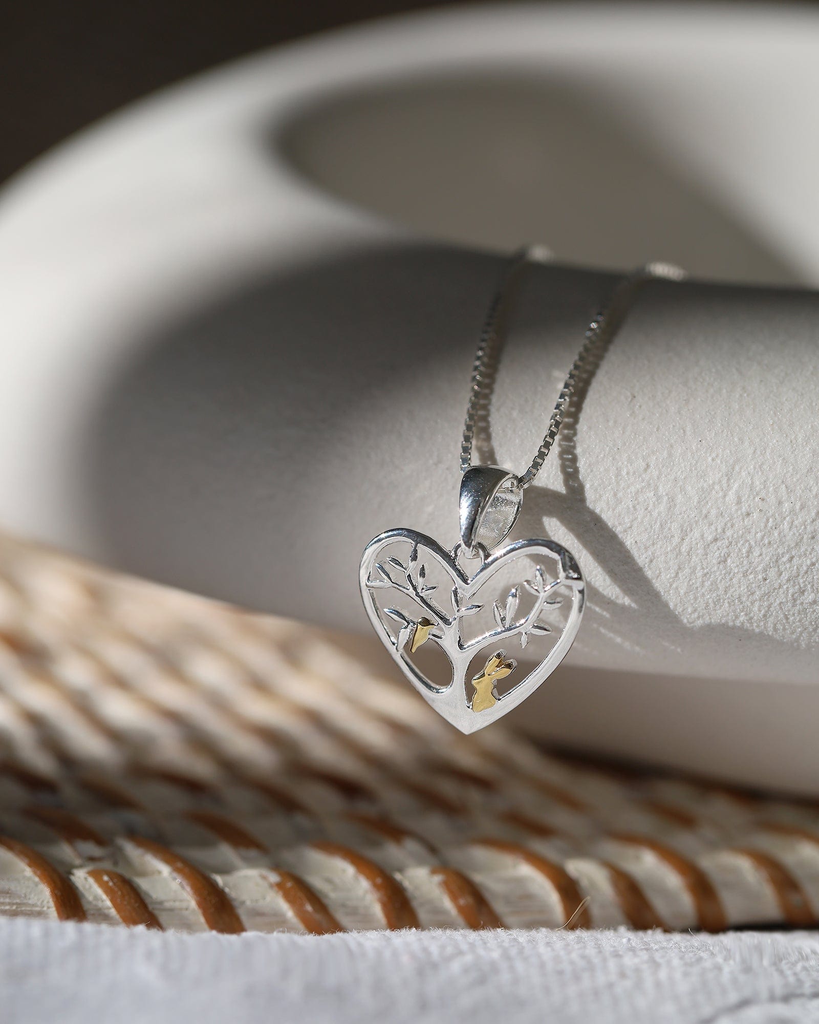 Sterling Silver Tree with Bird and Rabbit Pendant