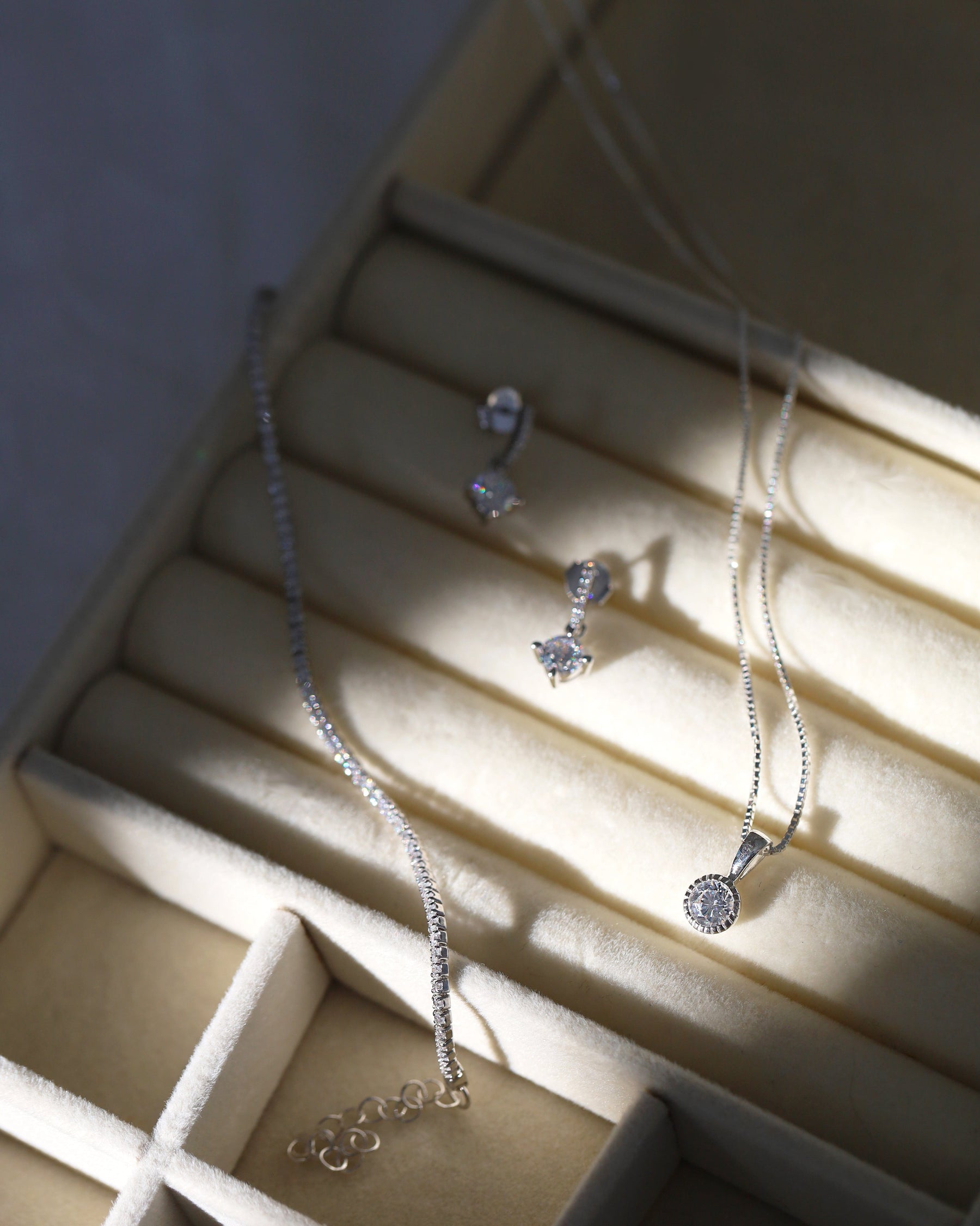 Small Sterling Silver and Cubic Zirconia Round Pendant