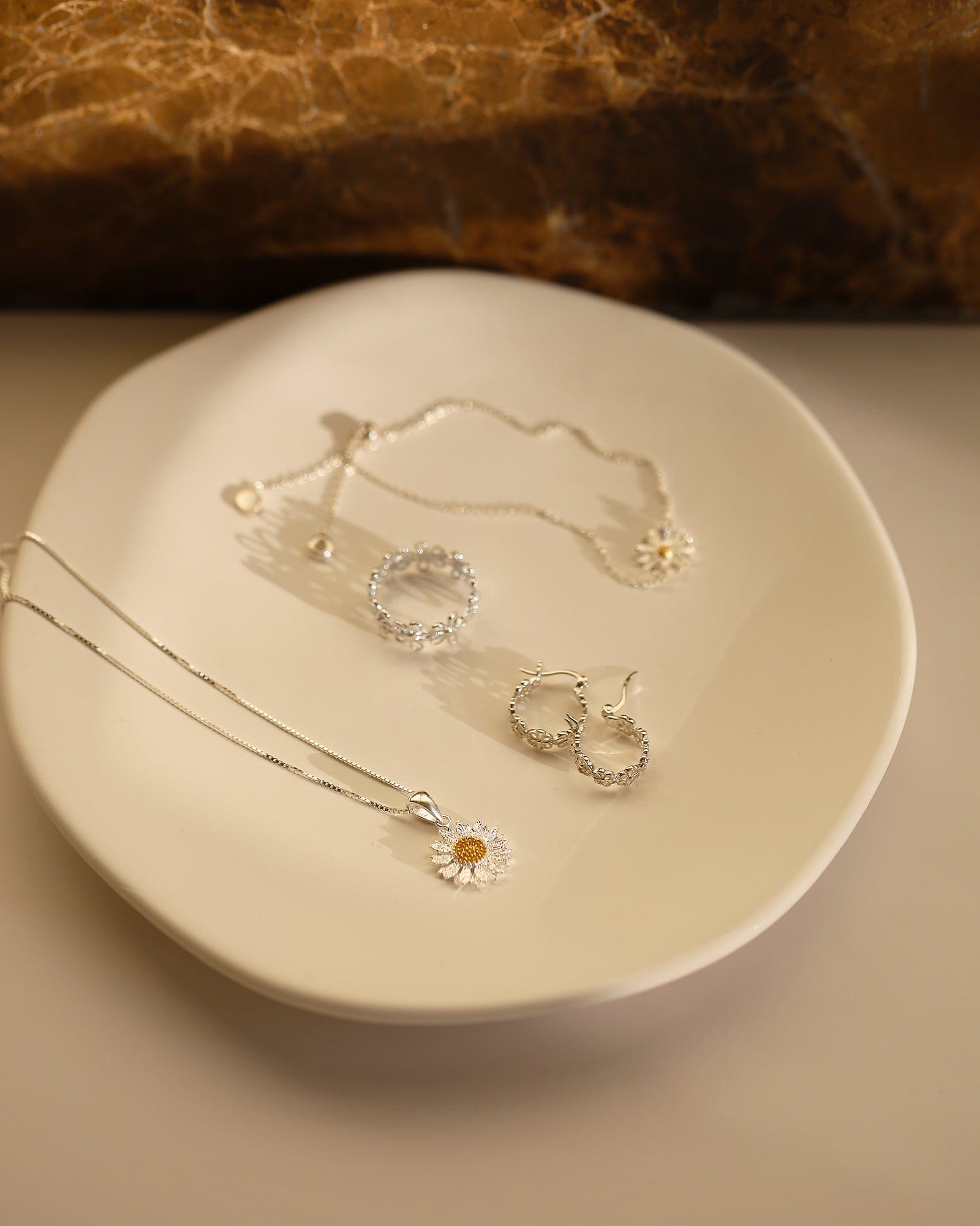 Sterling Silver Daisy Outline Hoops