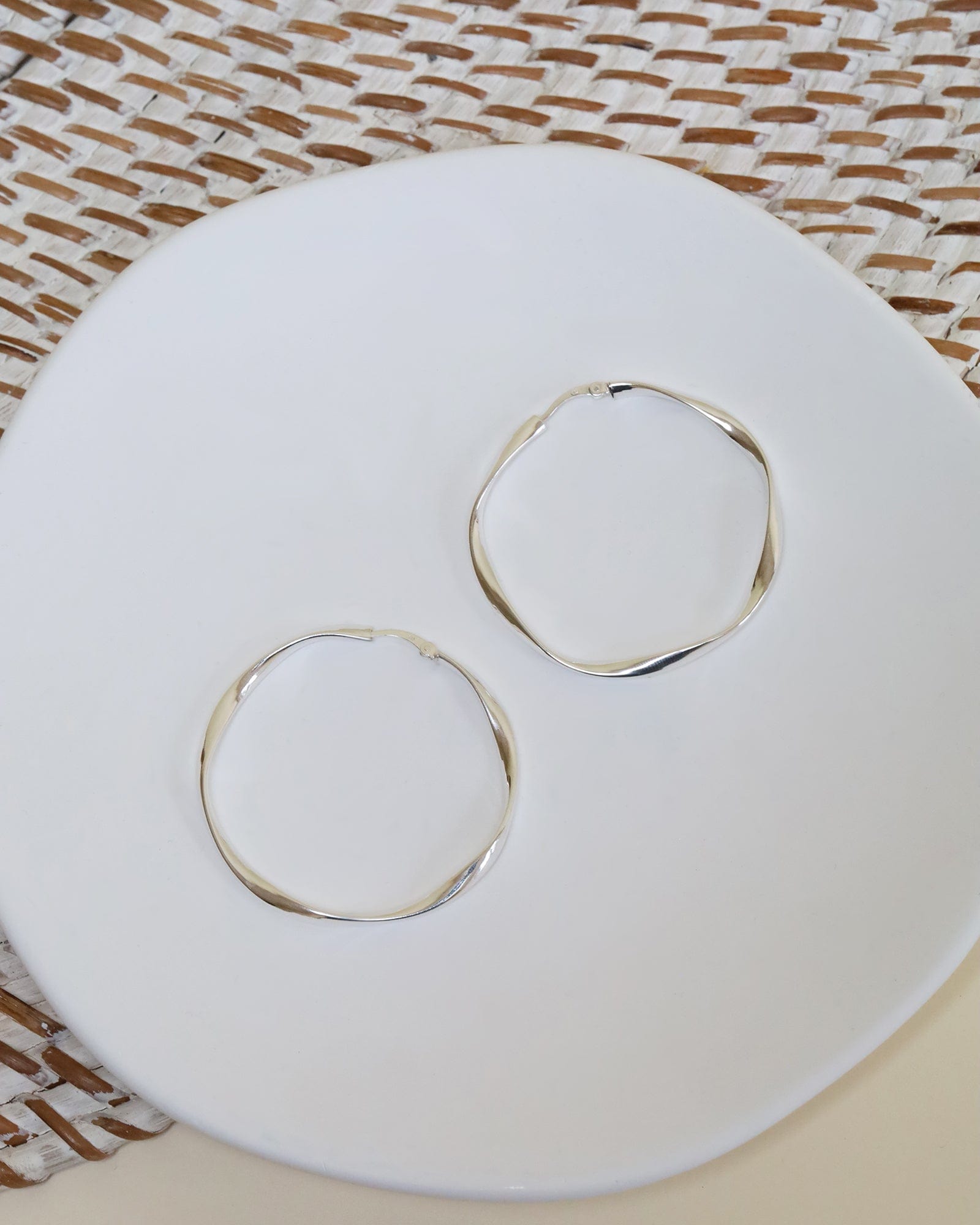 Sterling Silver 45mm Twist Hoops