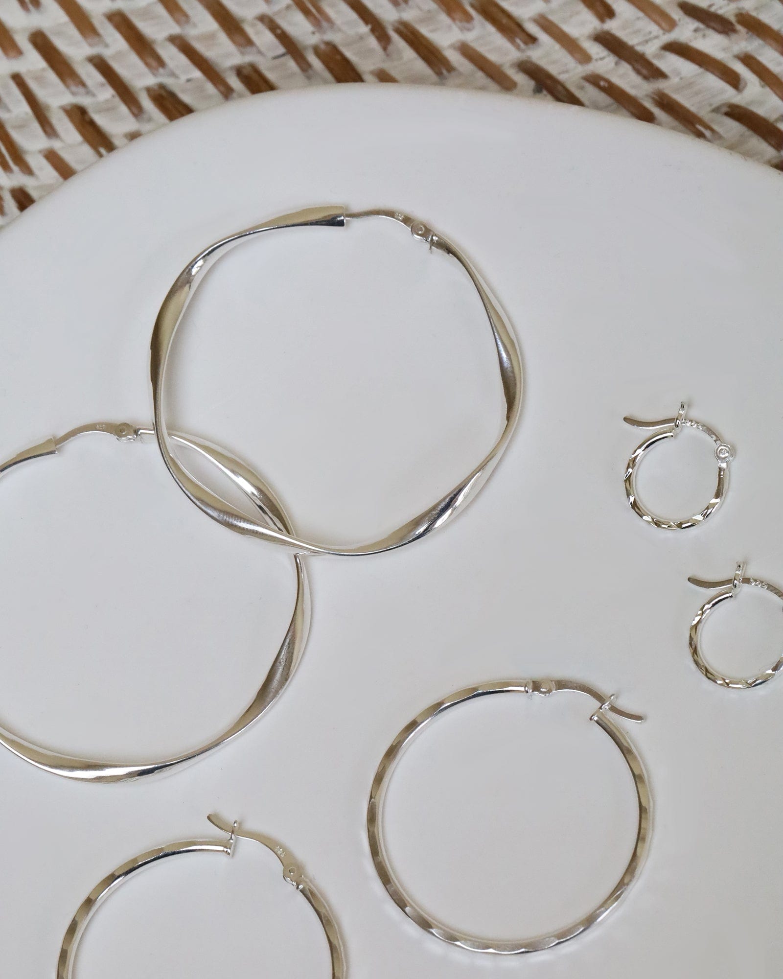 Sterling Silver Diamond-Cut Flip-Top Hoops