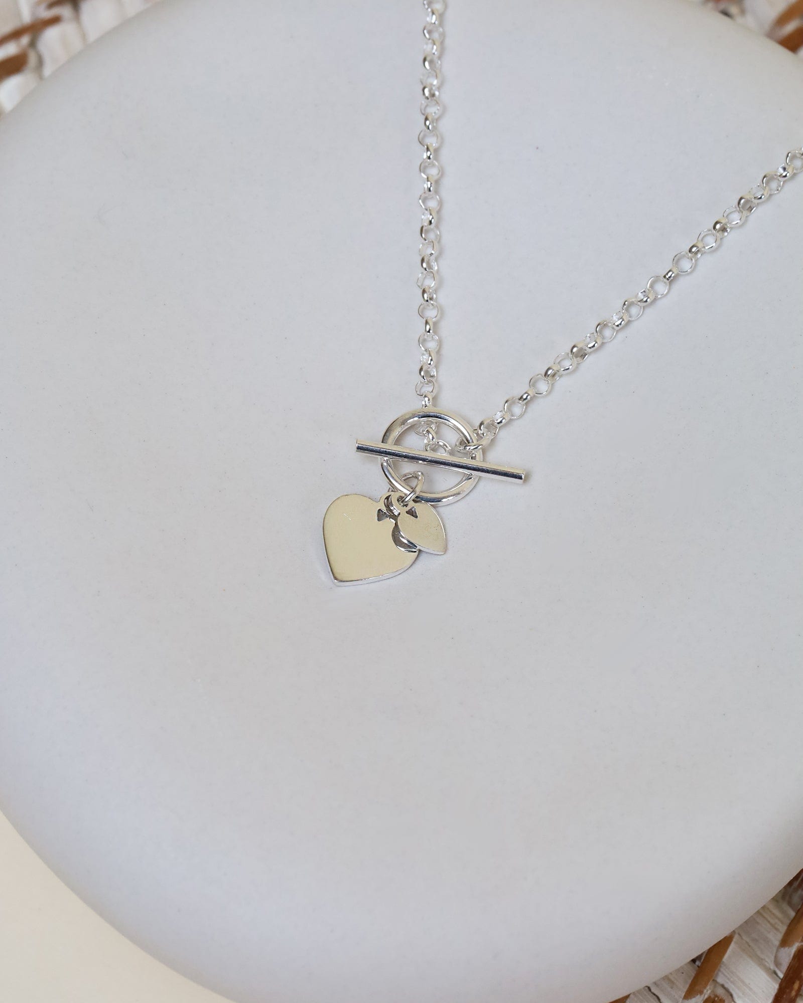 Fine Sterling Silver T-Bar Heart Necklace