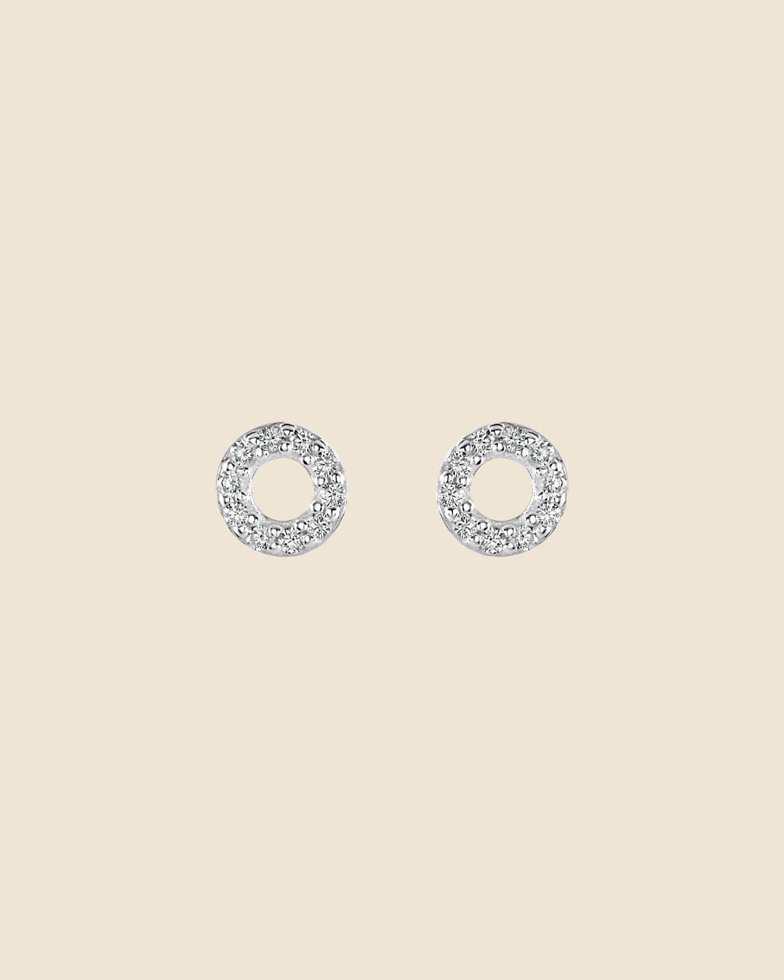 Sterling Silver and Cubic Zirconia Simple Circle Studs