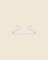 Sterling Silver and Cubic Zirconia Cute Cut-Out Puppy Studs