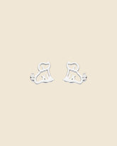 Sterling Silver and Cubic Zirconia Cute Cut-Out Puppy Studs