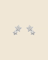 Sterling Silver and Cubic Zirconia Double Star Studs