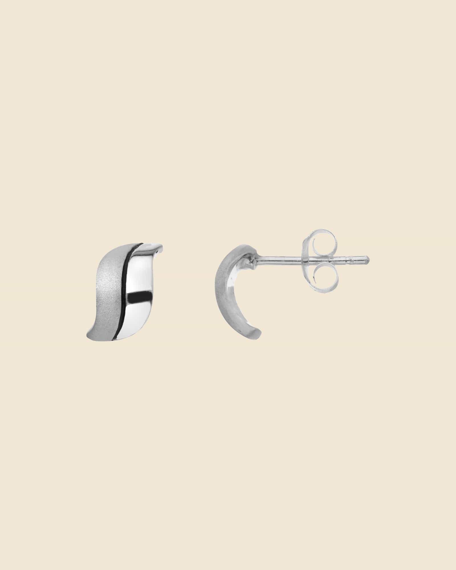 Sterling Silver Two Tone Curvy Studs