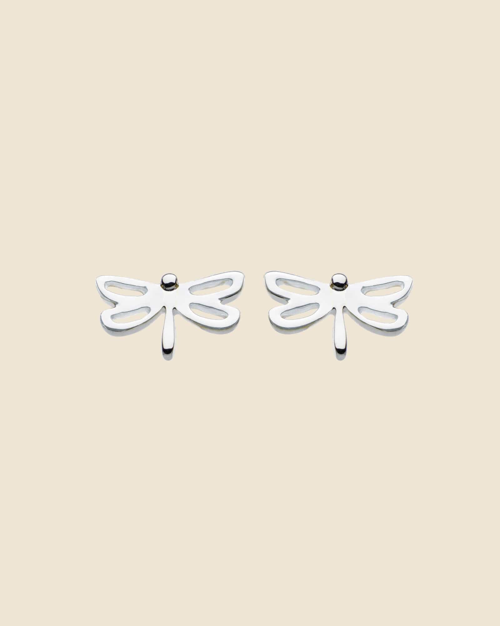 Sterling Silver Simple Dragonfly Studs