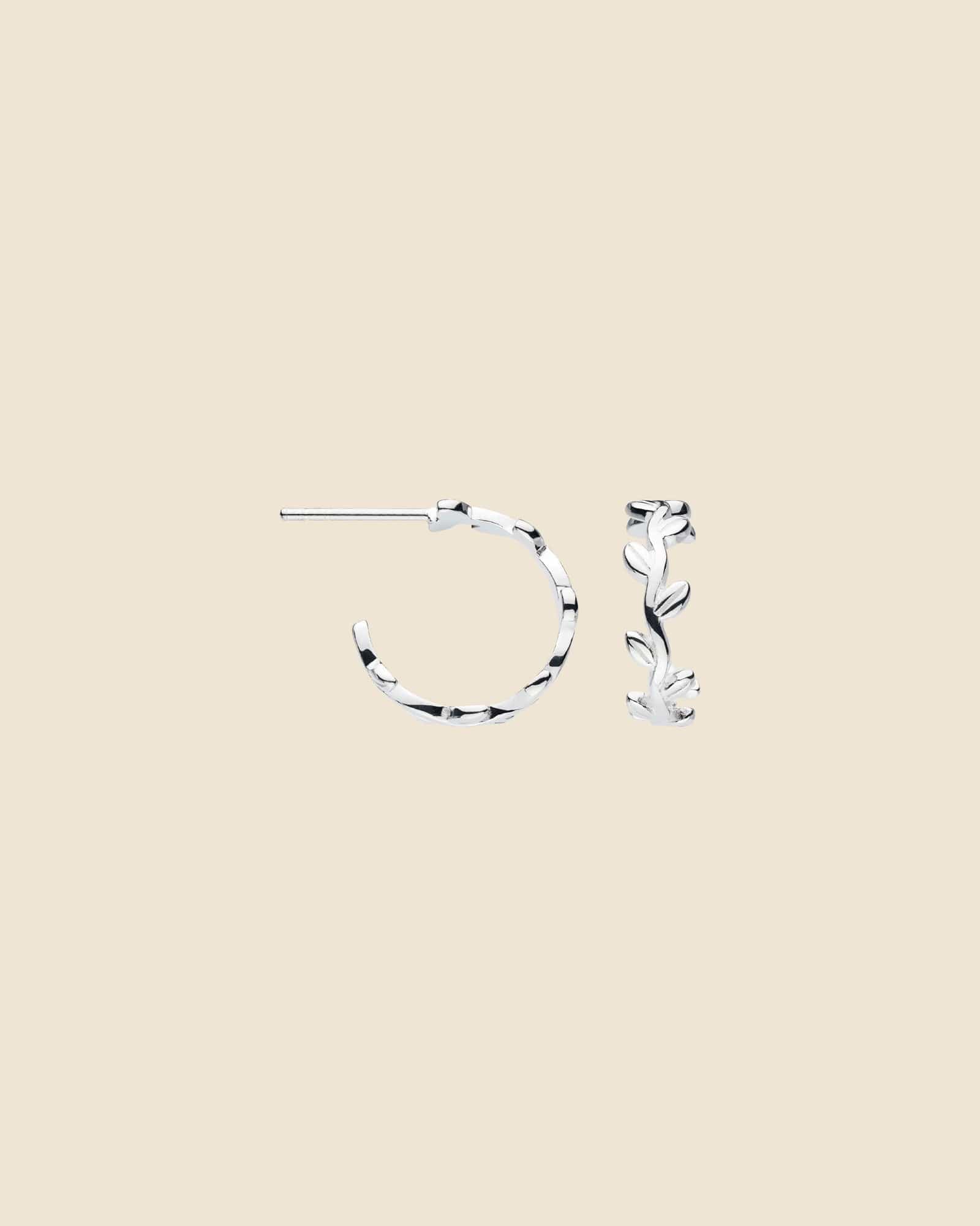 Sterling Silver Leaf Vine Hoops