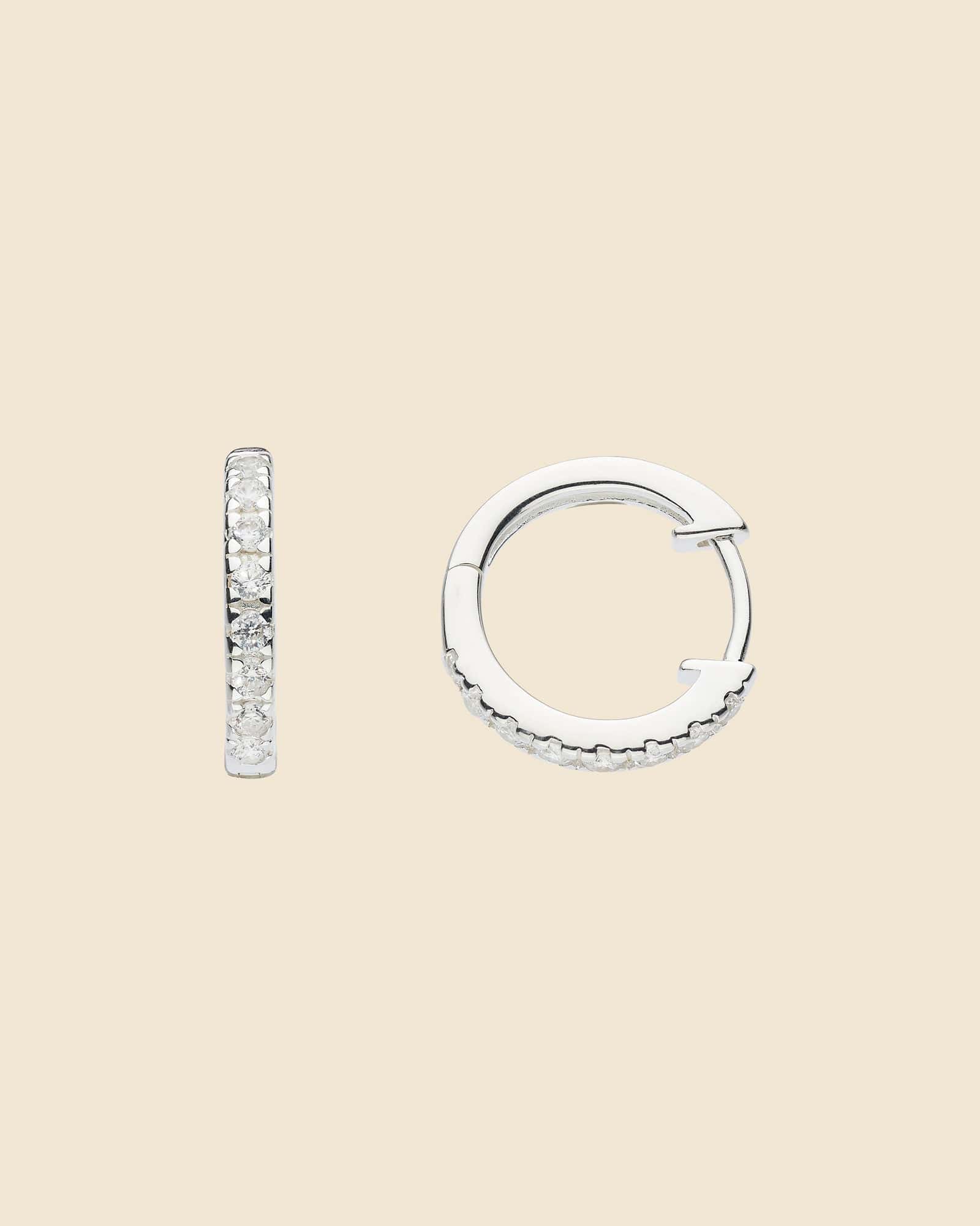 Sterling Silver and Cubic Zirconia 15mm Hinged Hoops