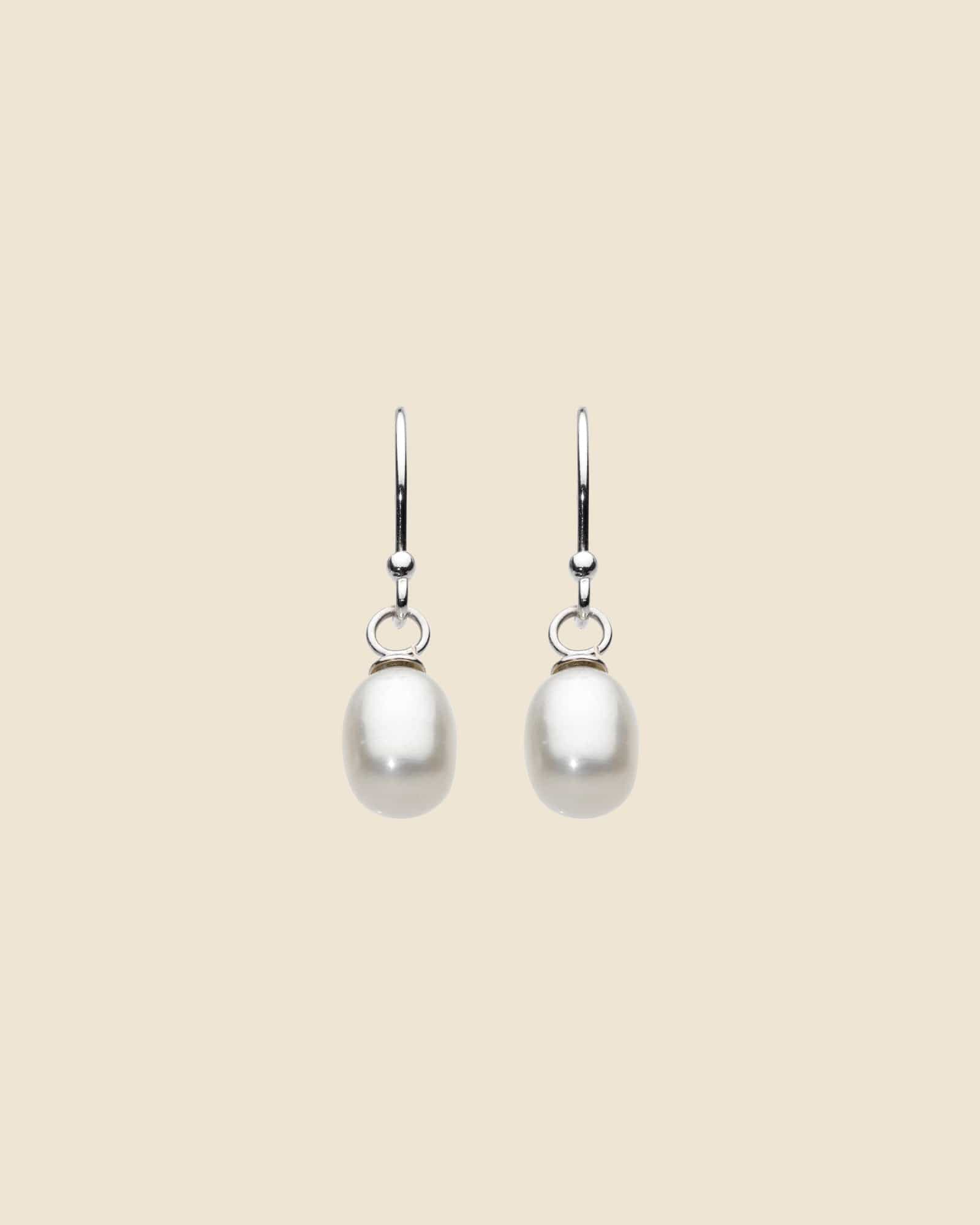 Sterling Silver and Freshwater Pearl Oval Drops