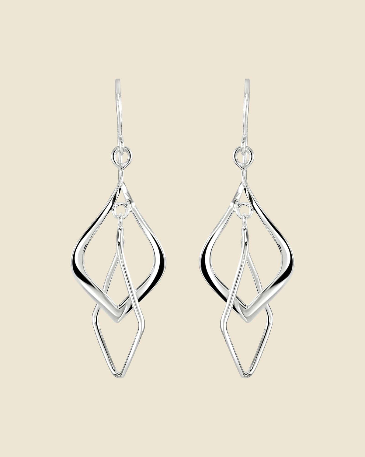 Sterling Silver Elegant Interlinked Drop Earrings