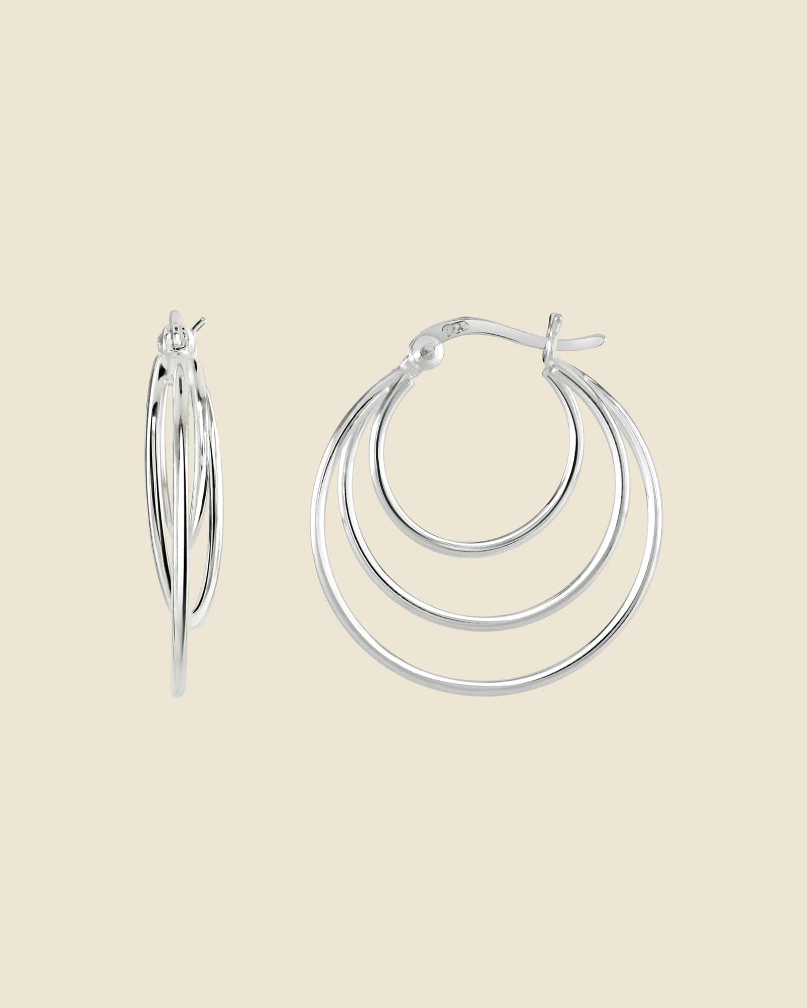 Sterling Silver Triple Loop Hoops